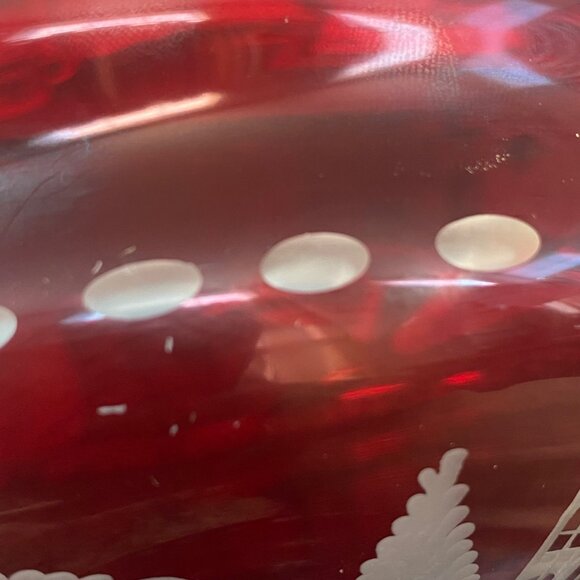 Egerman Czech Bohemian Ruby Red Glass Pedestal Fruit Bowl Magic Potion Christmas - Picture 16 of 16